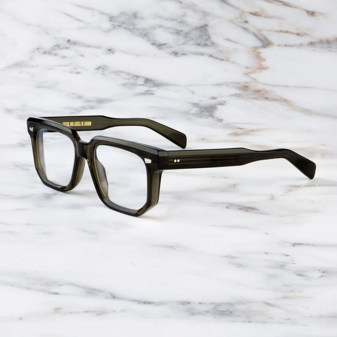 CUTLER AND GROSS 1410 OPTICAL SQUARE GLASSES-OLIVE