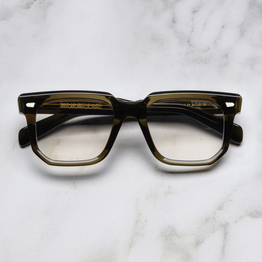 CUTLER AND GROSS 1410 OPTICAL SQUARE GLASSES-OLIVE
