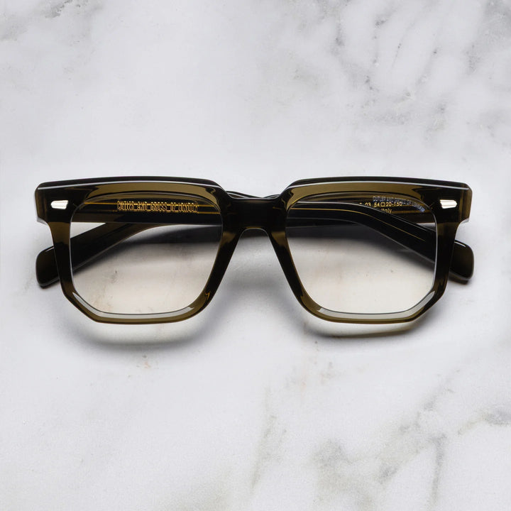 CUTLER AND GROSS 1410 OPTICAL SQUARE GLASSES-OLIVE
