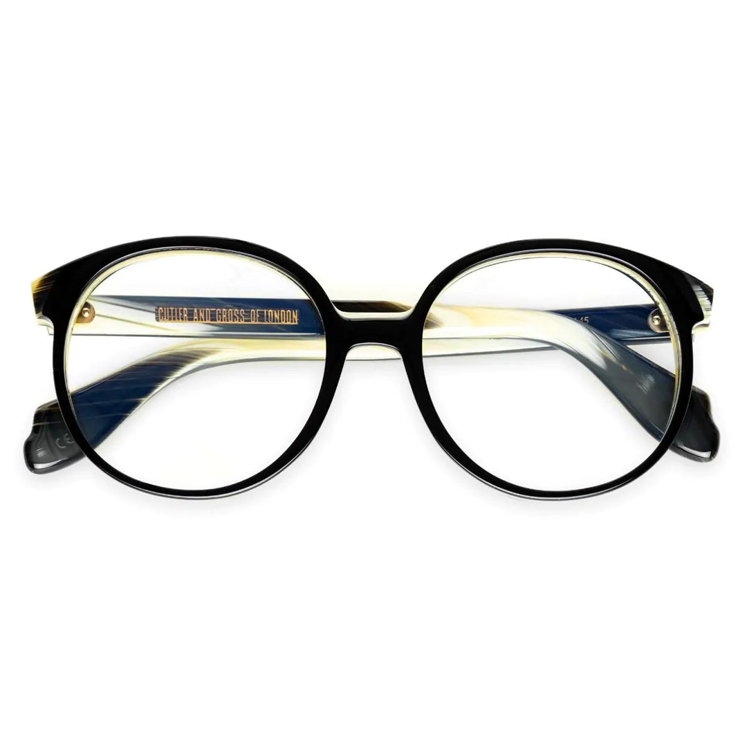 CUTLER AND GROSS 1395 OPTICAL ROUND GLASSES - BLACK AND HORN